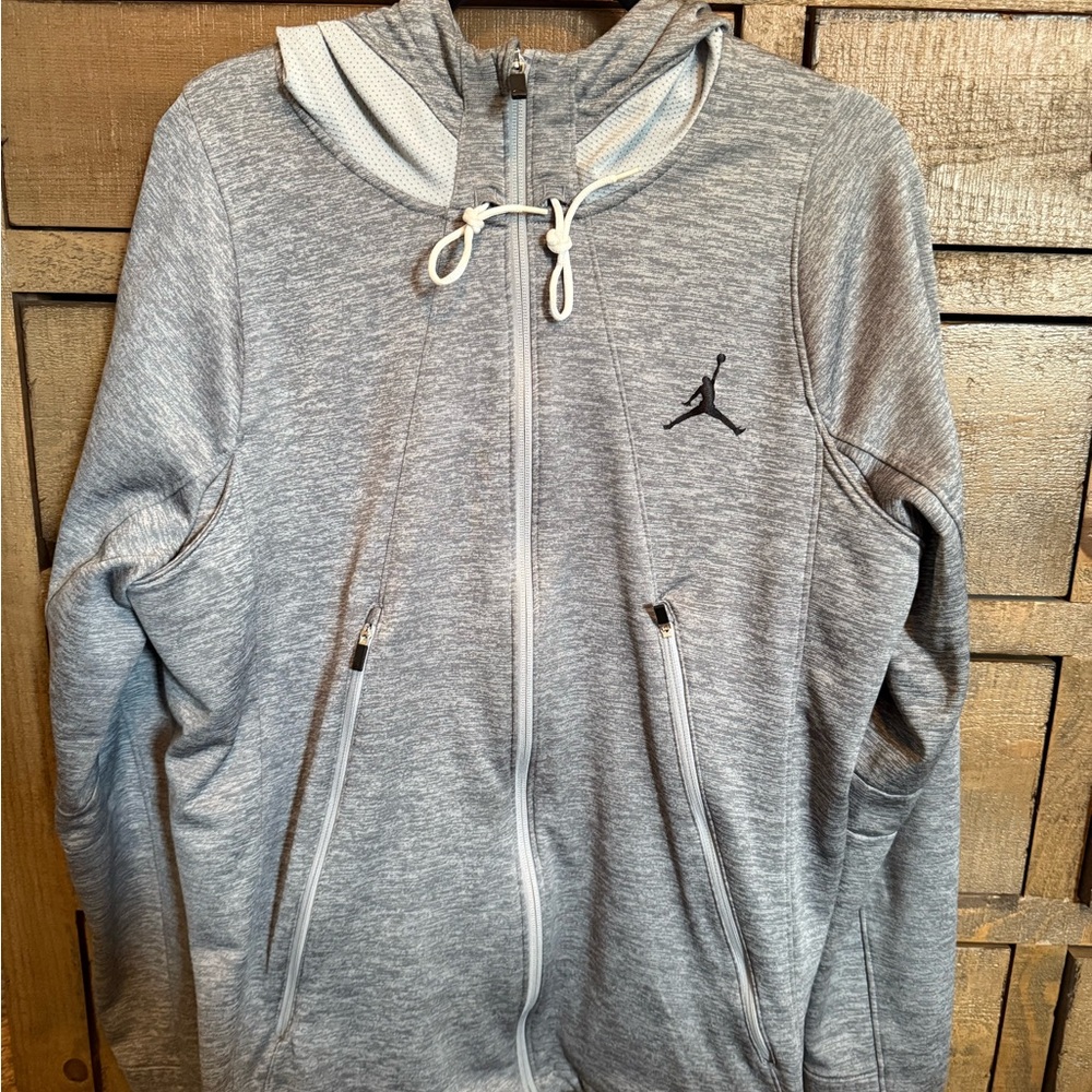 Air Jordan Gray Zip-Up Hoodie with Logo